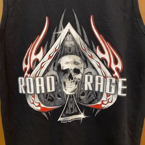 Vintage ROAD RAGE Tank Top Skull & Spade Biker Motorbike Motorcycles Men S Black